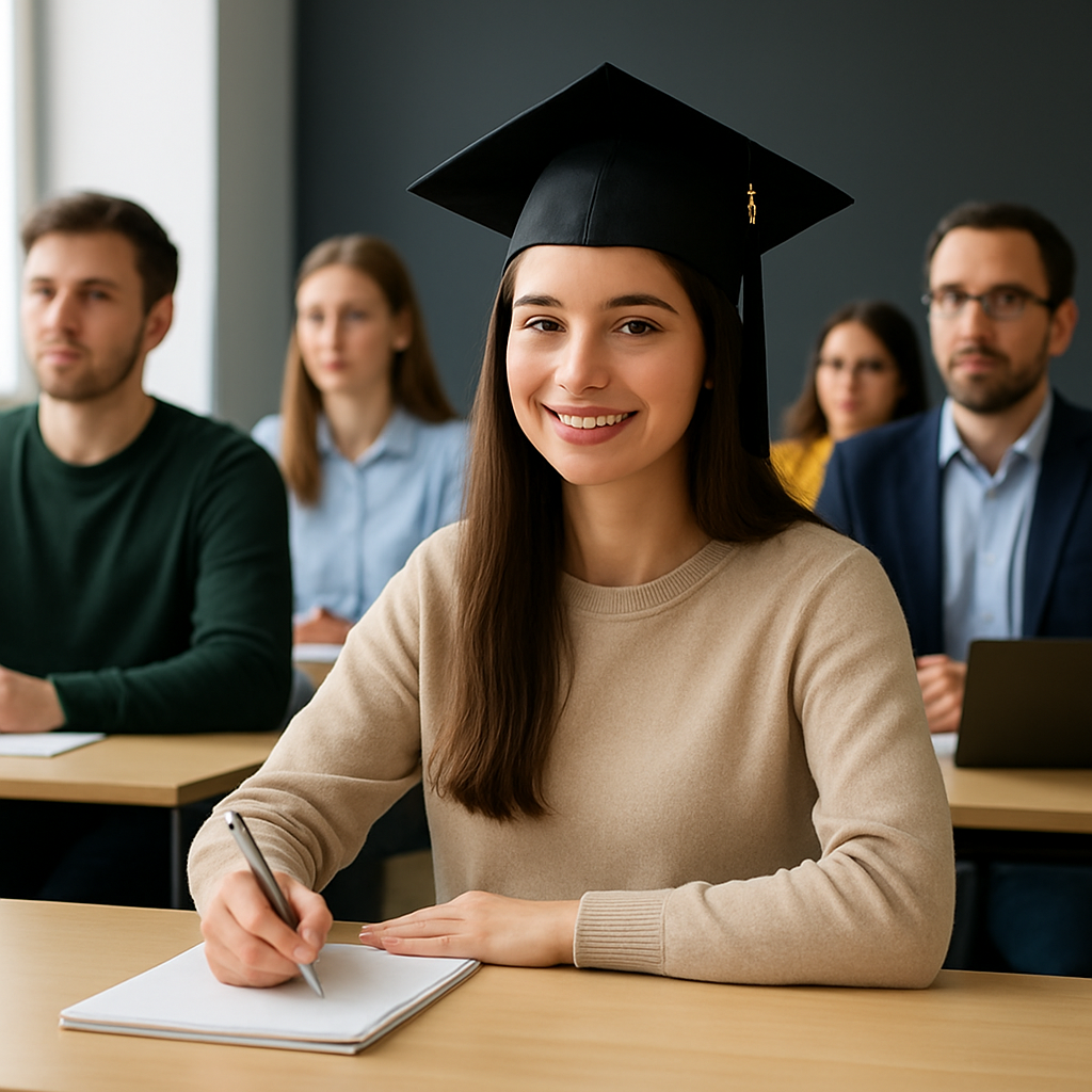Neolaureati in aula durante un laboratorio