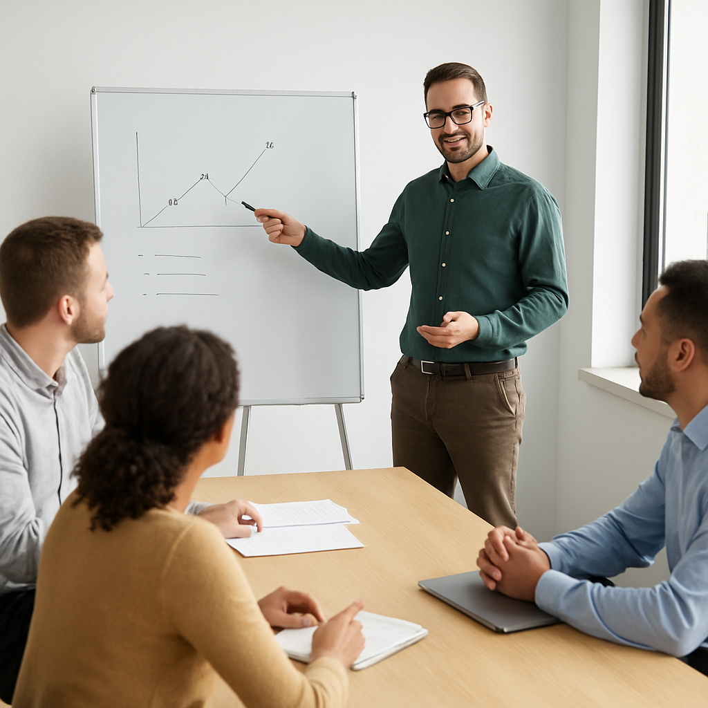 Lezione pratica di gruppo con trainer e partecipanti in aula